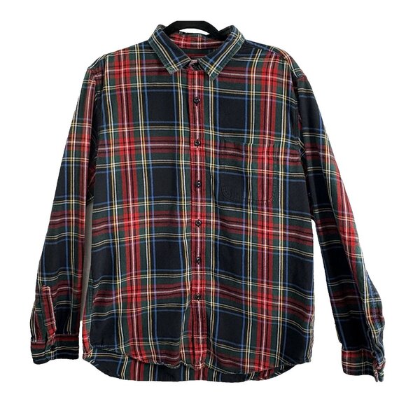 J CREW NY Men Flannel Shirt Sz L Red Long Sleeve Button Front Work Casual 18-4 - Picture 1 of 8